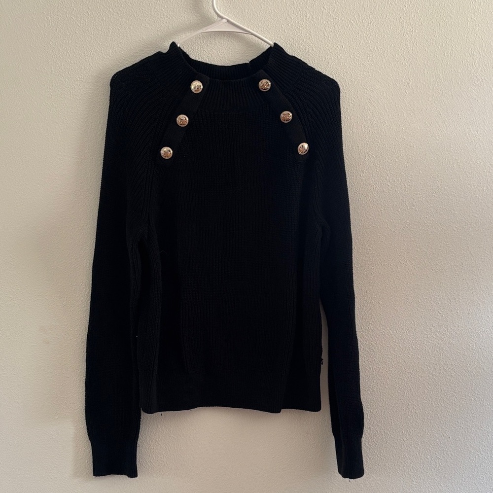 Nautica Black Sweater with Metallic Button Detail